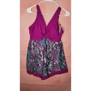 No No Cat  Slimming One Piece Swimsuit  Dress Multicolor. Size. LARGE NWT